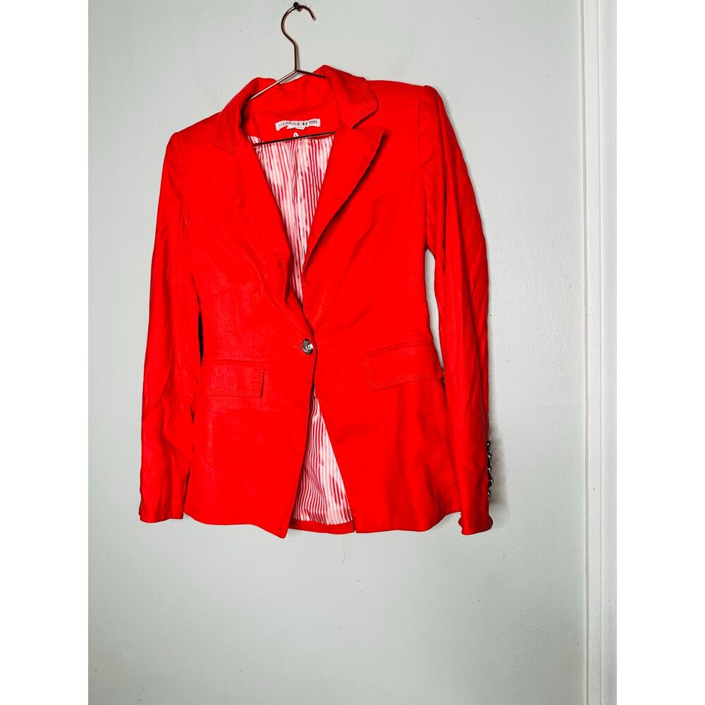 VERONICA BEARD Red Lined Single Button Blazer Coat Size 0